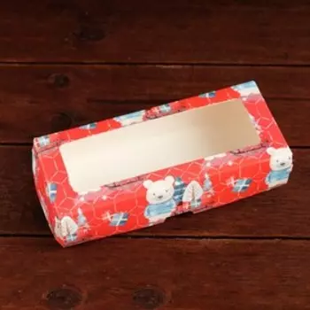 Коробка складная "Мишки", красная, 17 х 7 х 4 см