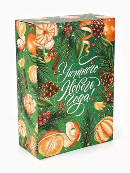 Коробка складная «Новый год: Сочные мандарины», 16 х 23 х 7.5 см