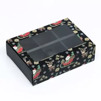 Коробка складная под 6 конфет "Дед Мороз" , 13,7 х 9,8 х 3,8 см