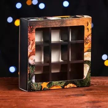 Коробка под 9 конфет «Мандарины», 13.713.73.5 см