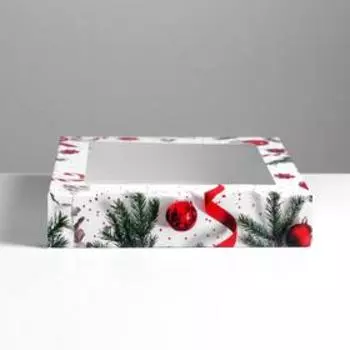Коробка складная новогодняя «Поздравляю!», 20 х 20 х 4 см