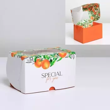 Кондитерская упаковка коробка двухсторонняя «Апельсины», 16 х 10 х 10 см