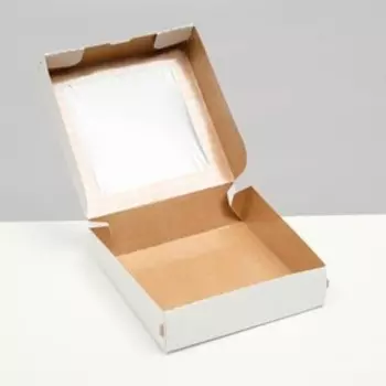 Коробка складная, с окном, белая, 15 х 15 х 4 см