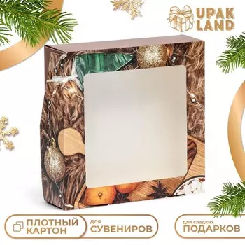Коробка подарочная новогодняя складная с окном «Фрукты», 15154 см
