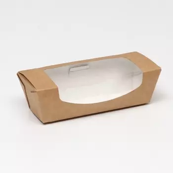 Коробка складная, с окном, крафт 15 х 10 х 7 см