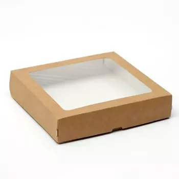 Коробка складная, с окном, крафтовая, 24 х 24 х 5 см