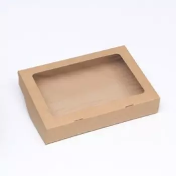 Коробка складная, с окном, крафтовая, 28 х 20 х 5 см