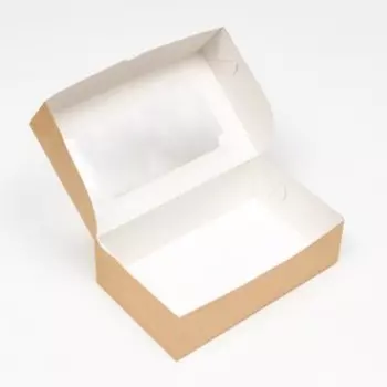 Коробка складная с окном под зефир, крафт, 25157 см