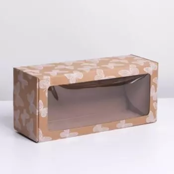 Коробка складная с PVC-окном «Бабочки», 16 × 35 × 12 см