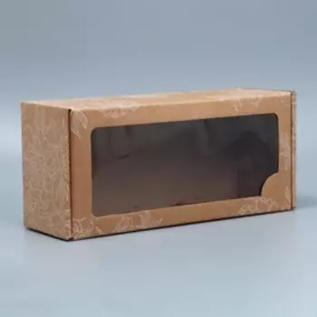 Коробка складная с PVC-окном «Цветы », 16 × 35 × 12 см