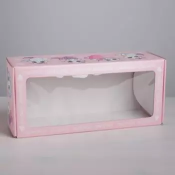 Коробка складная с PVC-окном «Котики», 16 × 35 × 12 см