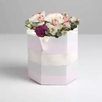 Коробка подарочная складная шестигранник «Полоски нежности», 17 х 14,8 х 19,5 см