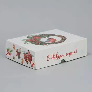 Коробка складная новогодняя «Снегирь», 20 х 17 х 6 см