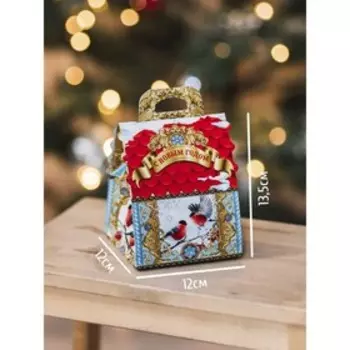 Коробка складная «Снегири», 12 × 12 × 13,5 см