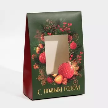 Коробка подарочная новогодняя складная «Венок», 15 х 7 х 22 см, Новый год