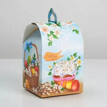 Коробка кондитерская складная, упаковка на Пасху «Вкусный Кулич», 16.514.521 см