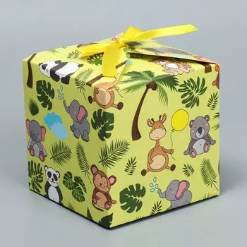Коробка складная «Зверята», 12 х 12 х 12 см