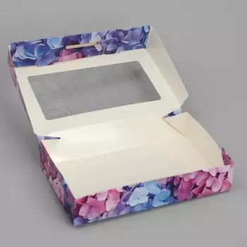 Кондитерская упаковка, коробка с ламинацией «Гортензия», 20 х 12 х 4 см