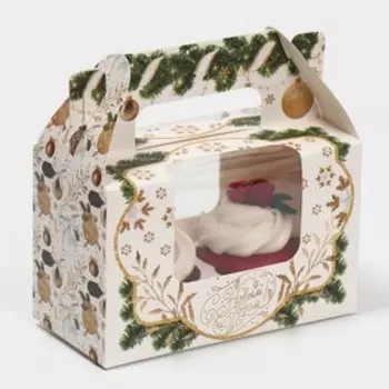 Коробка для кексов «Новогодние шары», 16 х 10 х 8 см