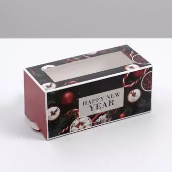 Коробочка для макарун «Happy New Year», 12 х 5,5 х 5,5 см