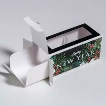 Коробочка для макарун Happy New Year 12 х 5,5 х 5,5 см.