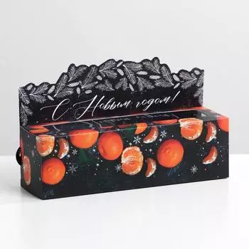 Коробка новогодняя для макарун Mandarin, 18 х 5.5 х 5.5 см