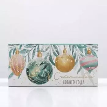 Коробка новогодняя для макарун «Счастливого года» 12 х 5.5 х 5.5 см