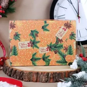 Коробочка для печенья "Мандарины", 22 х 15 х 3 см, 1 шт.