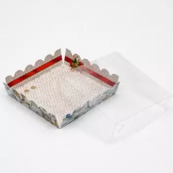 Новый год. Коробочка для печенья "Новогодние игрушки", 12 х 12 х 3 см.