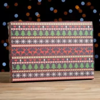 Коробочка для печенья "Новогодний принт", 22 х 15 х 3 см, 1 шт.