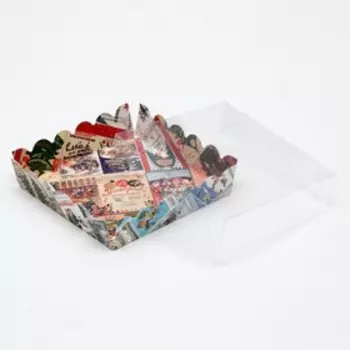 Коробочка для печенья "Новогодняя афиша", 12 х 12 х 3 см, 1 шт.