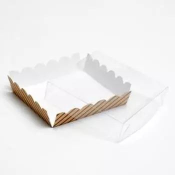 Коробочка для печенья "Полоски", крафт, 12 х 12 х 3 см