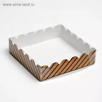 Коробочка для печенья "Полоски", крафт, 12 х 12 х 3 см
