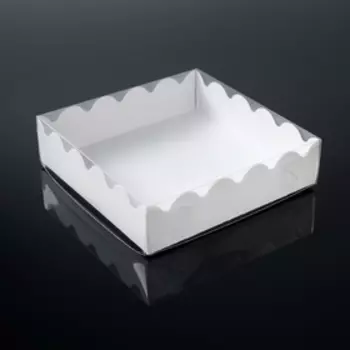 Коробочка для печенья с PVC крышкой, белая, 12 х 12 х 3 см