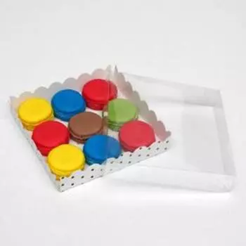 Коробочка для печенья с PVC крышкой «Горох», белая, 15153 см