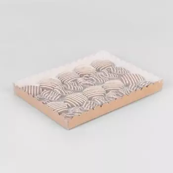 Коробочка для печенья с PVC крышкой, крафт 23,5 х 30 х 3 см