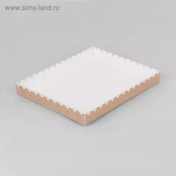 Коробочка для печенья с PVC крышкой, крафт 23,5 х 30 х 3 см