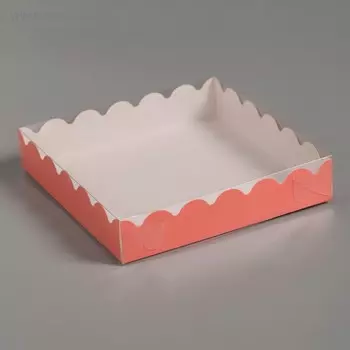 Коробочка для печенья с PVC крышкой, красная, 15 х 15 х 3 см