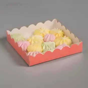 Коробочка для печенья с PVC крышкой, оранжевая, 12 х 12 х 3 см