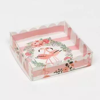 Коробочка для печенья с PVC крышкой, "Парочка", 12 х 12 х 3 см