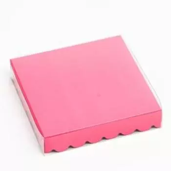 Коробочка для печенья с PVC крышкой, розовая, 15 х 15 х 3 см