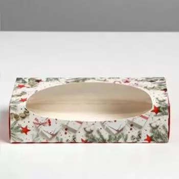 Коробочка для пончиков "С Новым годом!", 10 х 20 х 5 см