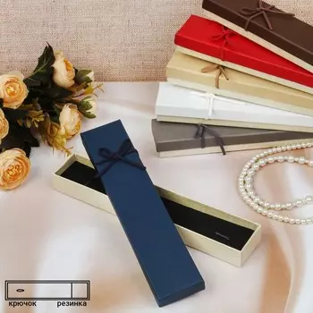 Коробочка подарочная под браслет/цепочку/часы «Замшевый бантик», 214, (размер полезной части 20,13,7 см) цвет МИКС