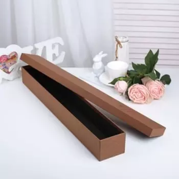 Коробочка подарочная под цветы Romance, коричневая, 60х9х7 см