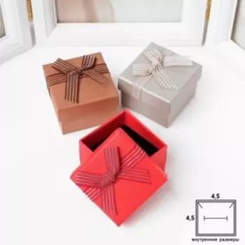 Коробочка подарочная под серьги/кольцо "Гипюровый бант", 5*5, цвет МИКС