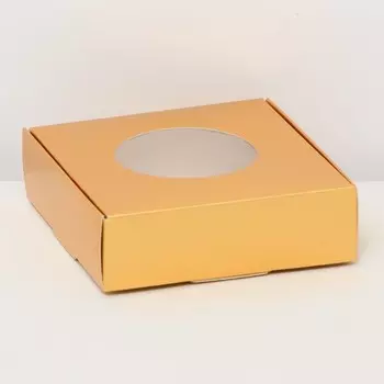 Коробочка самосборная, с окном, золотая, 10103 см