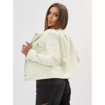 Короткая кожаная куртка женская белого цвета, размер 48-50