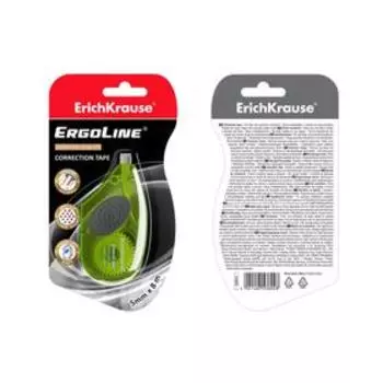 Корректирующая лента 5 мм 8 м, ErichKrause ErgoLine, с резиновой вставкой, корпус салатовый, блистер
