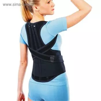 Корректор осанки НТ-КР-031, усиленный, 4 ребра, размер S, цвет чёрный