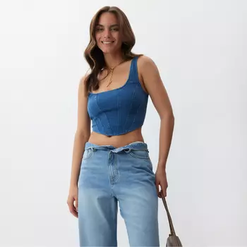 Корсет женский джинсовый MIST, размер L, синий